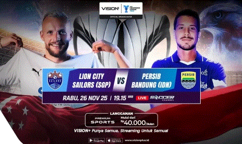 link live streaming Persib vs Lion City Sailors di AFC Champions League Two (ACL 2) yang sedang berlangsung untuk tempat menonton di TV Online Vision+ RCTI