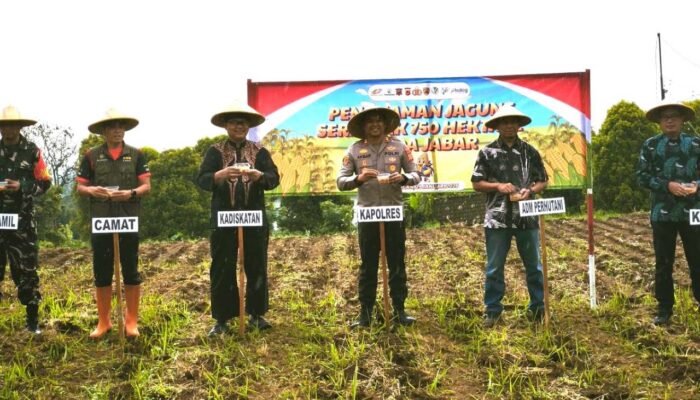 Kolaborasi Polres Kuningan dan Pemkab, Tanam Jagung Serentak di 27 Lokasi