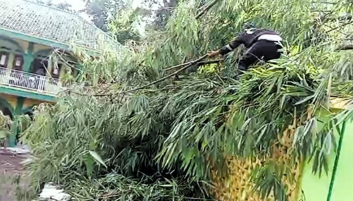 70 Batang Bambu Menimpa Masjid Pesantren Darunnajah di Kalapagunung, Damkar Kuningan Turun Tangan!