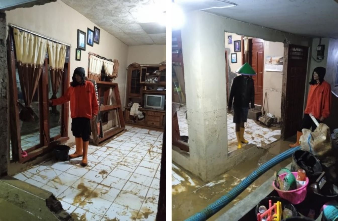 Sungai Cijurai meluap, 110 rumah di Desa Andamui Ciwaru Kuningan terendam banjir, satu keluarga mengungsi, tanpa korban jiwa.