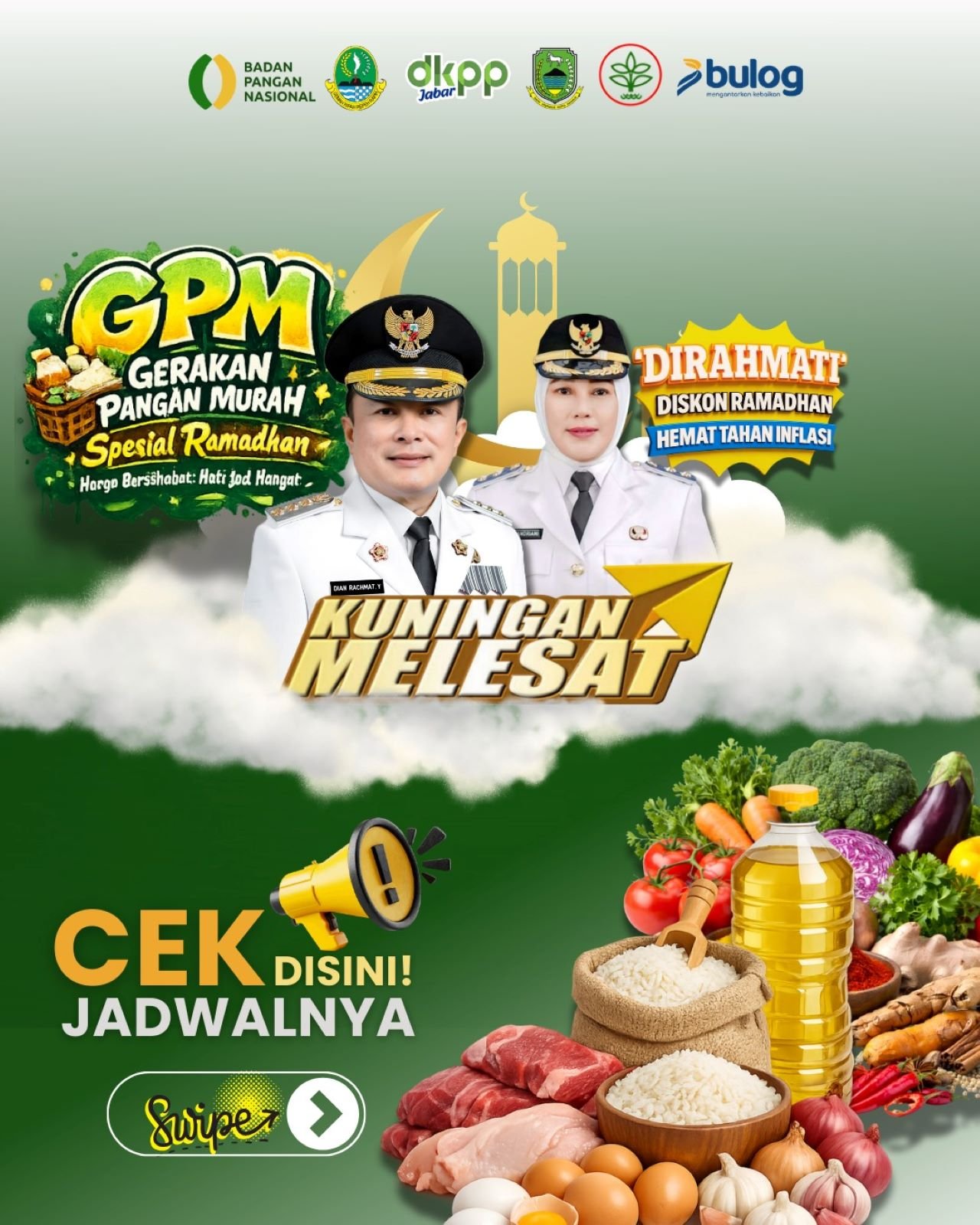 Pemkab Kuningan gelar Gerakan Pangan Murah (GPM) Ramadan 2026 di 15 kecamatan untuk jaga harga dan daya beli warga. Cek jadwal dan lokasinya!