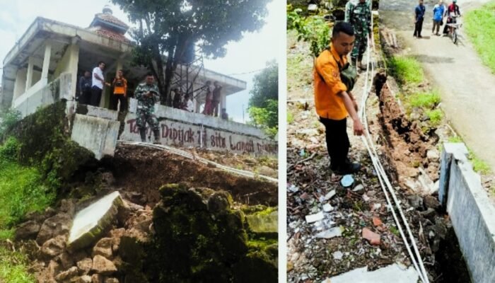Mushola SD-SMP Satap Cimulya Kuningan Terancam Ambruk Akibat Longsor