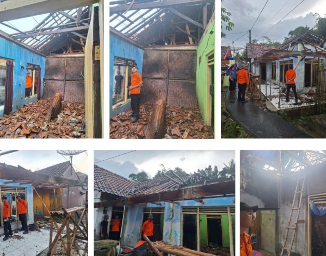 Atap rumah Didi di Baok - Ciwaru ambruk dipicu hujan lebat dan kondisi bangunan lapuk. BPBD Kuningan pastikan tidak ada korban jiwa.