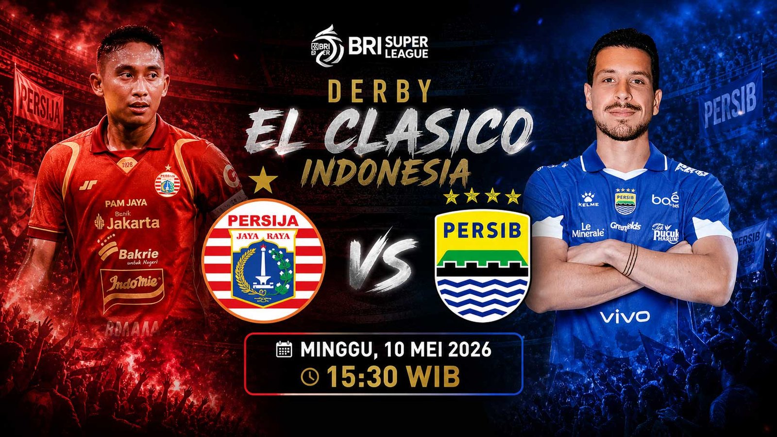 Prediksi Persija vs Persib H2H (head to head) susunan pemain & link live streaming tempat menonton El Clasico anak Jakarta bela Maung Bandung!