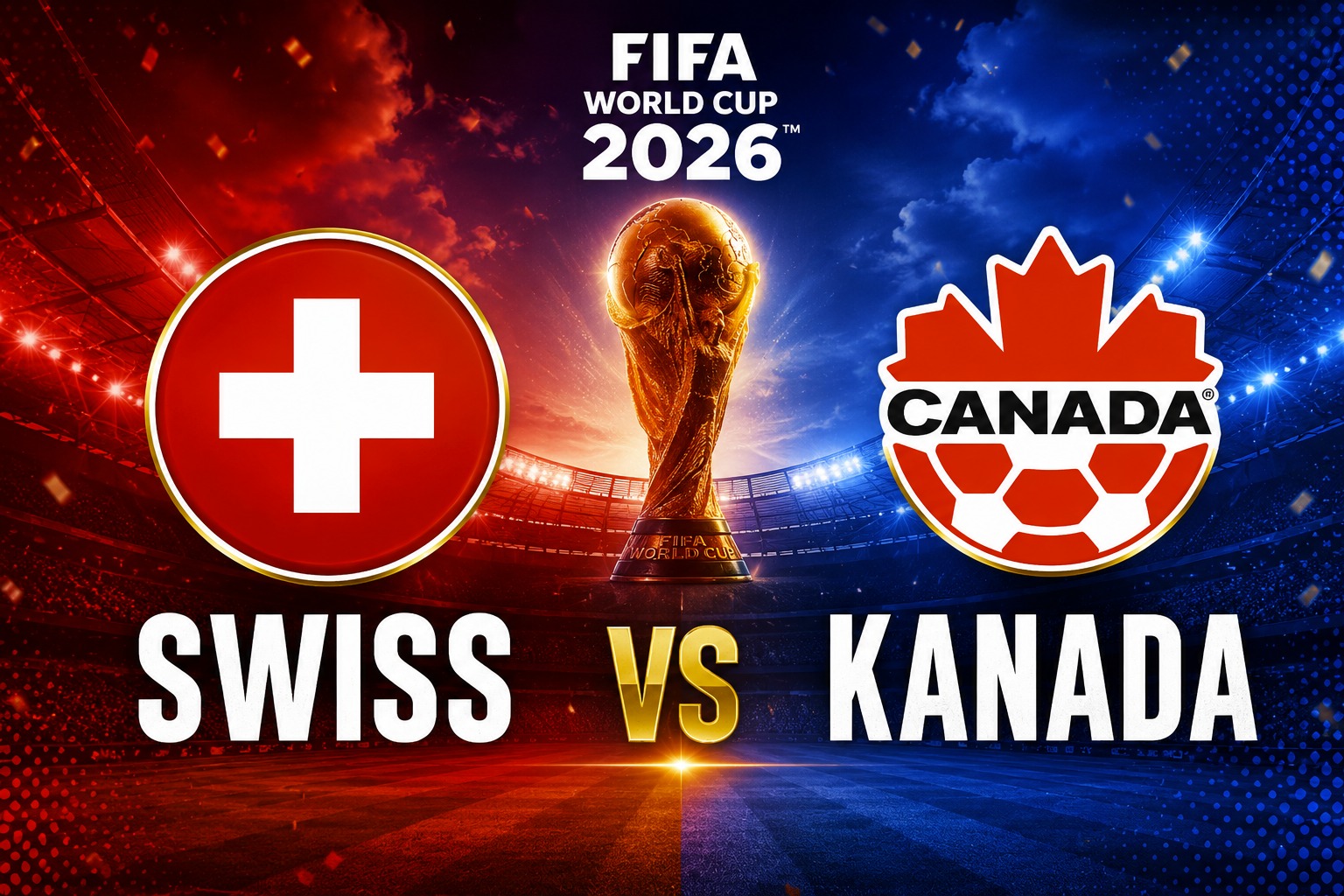 Prediksi skor dan link live streaming Kanada vs Swiss di Piala Dunia 2026. Duel penentu juara Grup B di BC Place Vancouver.
