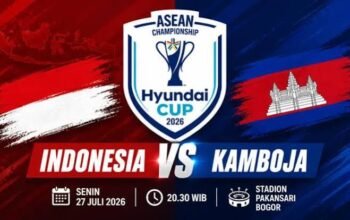 2 link live streaming Indonesia vs Kamboja AFF 2026 di RCTI dan Vision+, prediksi, susunan pemain, H2H, Senin 27 Juli.