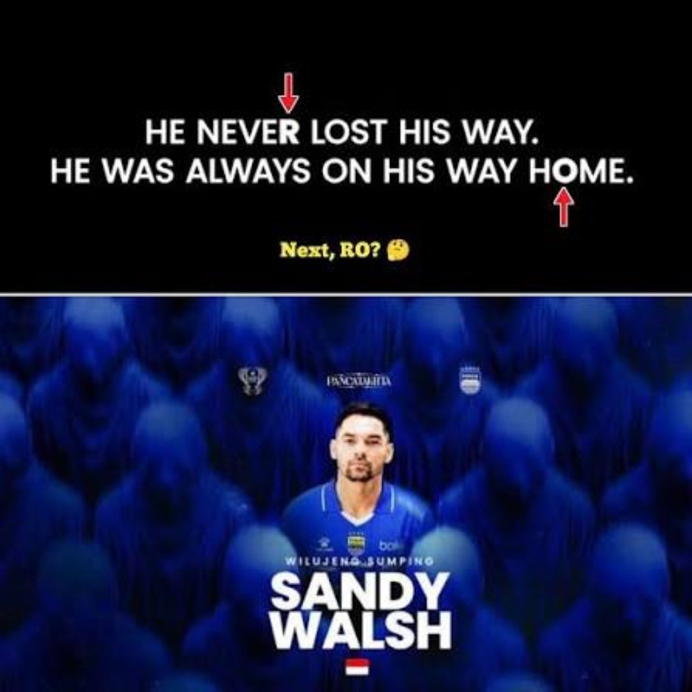 Persib memberi isyarat kode rekrutan baru lewat kode RO di video Sandy Walsh. Bobotoh menduga itu merujuk Ragnar Oratmangoen.
