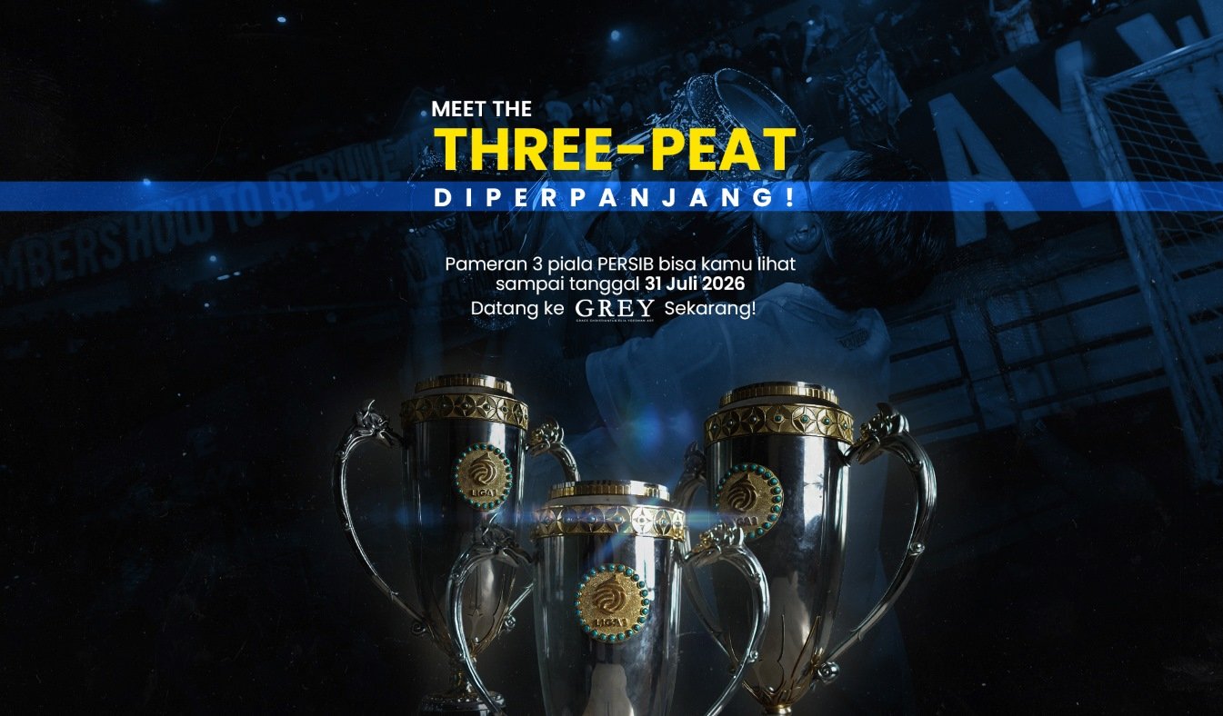 Meet The Three-Peat Trophy Persib di Grey Art Gallery Braga resmi diperpanjang hingga 31 Juli 2026. Yuk, intip sejarahnya!