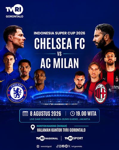 4 link live streaming Chelsea vs AC Milan di GBK, Sabtu 8 Agustus 2026. Simak jadwal, jam kick-off 19.00 WIB, dan siaran langsung TVRI.
