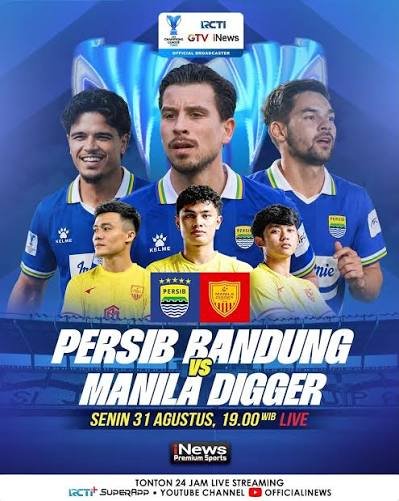 2 link live streaming Persib vs Manila Digger, info siaran langsung RCTI, dan prediksi playoff ACL Two malam ini pukul 19.00 WIB.