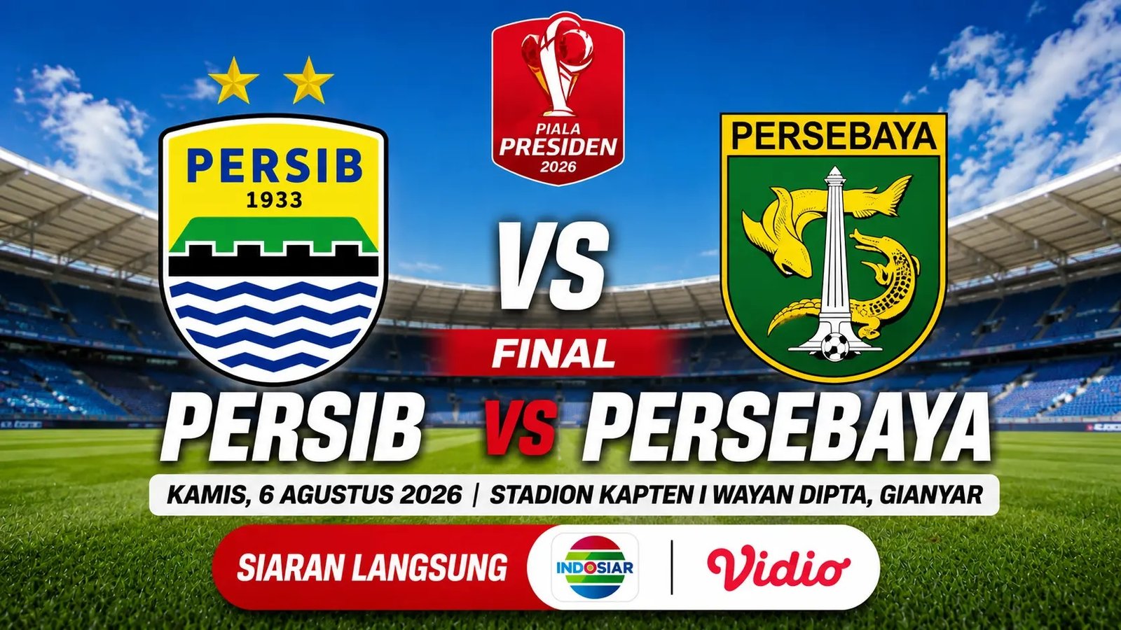 8 link live streaming Persib vs Persebaya laga klasik di final Piala Presiden 2026. Igor Tolic waspadai kejutan skema Tavares.