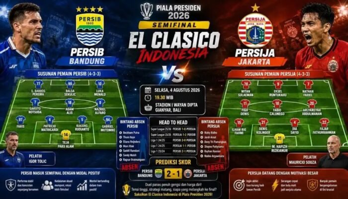 3 Link Live Streaming Persib vs Persija H2H, Prediksi Skor, Susunan Pemain: El Clasico Semifinal Piala Presiden 2026